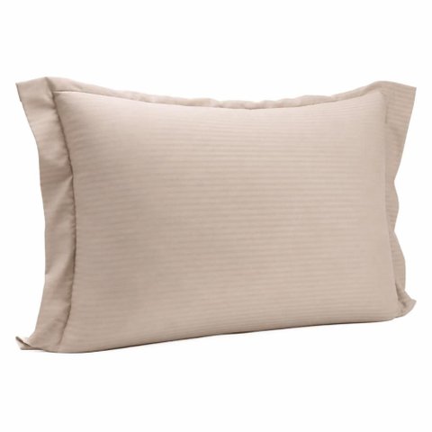 Jogo 2 Fronhas Bege Travesseiro 50x70cm Brisa Toque 200 Fios Lyor com Abas Cama Quarto