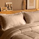 Ver imagem 2 de Jogo 2 Fronhas Bege Travesseiro 50x70cm Brisa Toque 200 Fios Lyor com Abas Cama Quarto