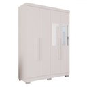 Ver imagem 2 de Guarda-roupa Solteiro Pinheiro 4 Portas 2 Gavetas com Espelho Branco - Pnr Móveis