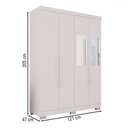 Ver imagem 4 de Guarda-roupa Solteiro Pinheiro 4 Portas 2 Gavetas com Espelho Branco - Pnr Móveis