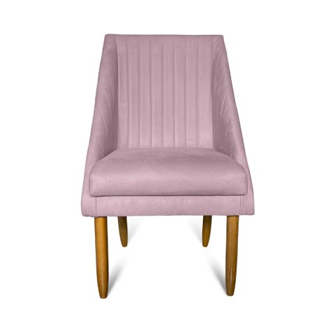 Cadeira Para Sala De Jantar Ana Pés Palito Suede Rosa Bebê - D'Classe Decor