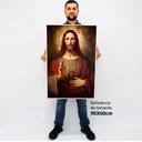 Ver imagem 2 de Quadro Decorativo Jesus Cristo em Moldura Caixa Tacolado Moldura Caixa 3cm Madeira com Vidro 60 X 90