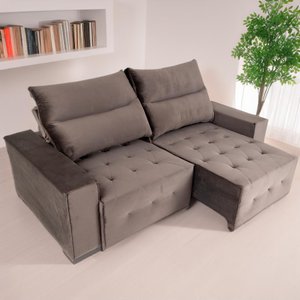 Sofá Retrátil e Reclinável Coimbra 3 Lugares 2,10m Veludo Luxor Chocolate Espuma D28