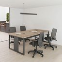 Ver imagem 3 de Mesa de Reunião para Escritório com Caixa de Tomada - Nogueira e Preto