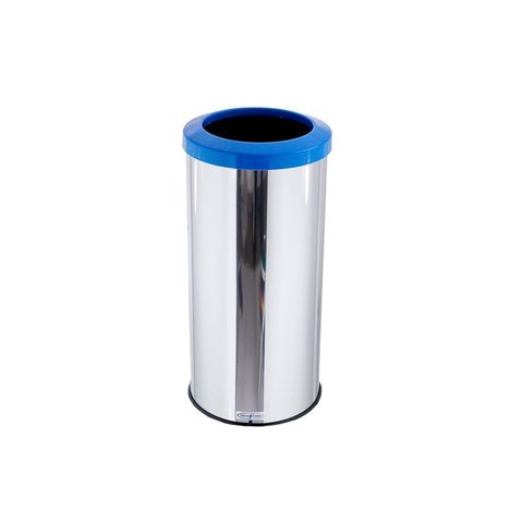 Lixeira Inox 25L Aro Esmaltado Cesto De Lixo Reciclável Cozinha - Azul