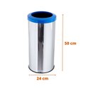 Ver imagem 2 de Lixeira Inox 25L Aro Esmaltado Cesto De Lixo Reciclável Cozinha - Azul