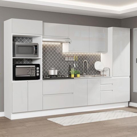Cozinha Completa Mdf Madesa Acordes Frentes Branco Brilho