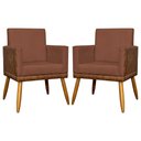 Ver imagem 1 de Kit 2 Poltronas Decorativas Lis Corino e Pé Palito 30cm - Terracota Suede Corino