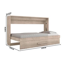 Cama De Parede Dobrável Solteiro Horizontal Amarula Framar - 4