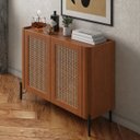 Ver imagem 1 de Buffet Bend 99 cm Porta Sextavada Incolar Cedro com Pé Preto