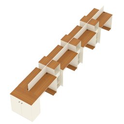 Estação de Trabalho 8 Lugares Smart Office 8 Mesas 6 Armários 1 Aparador - Off White e Cedro - 3