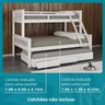 Cama Treliche Madeira com Gavetas Merk - 2 Solteiro + 1 Casal - 4