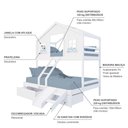 Ver imagem 4 de Beliche Casal/ Solteiro Casinha Dos Sonhos com Escada/ Escorregador e 02 Gavetas Madeira Maciça
