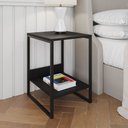 Ver imagem 1 de Mesa Cabeceira Industrial Preta Tókio Base Ferro Preto