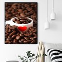 Ver imagem 1 de Quadro Decorativo Café Xícara Grãos - 70x50cm:moldura Branca