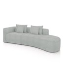 Ver imagem 2 de Sofá Curvo Decorativo Kimiko 307cm 3 Lugares Sala de Estar com Chaise Bouclê Cinza G52 - Gran Belo