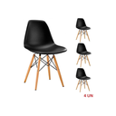 Ver imagem 6 de Mesa Industrial Base Ferro Branco em V Tampo 90x90 Canela 4 Cadeiras Eames Madeira Assento Preto