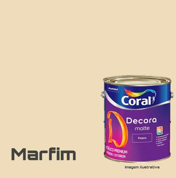 Tinta Acrílica Fosca Premium Decora Galao 3,2L Coral - MARFIM - 1