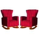 Ver imagem 1 de Conjunto 2 Poltronas Estofadas de Balanço Melinda Veludo Vermelho - LM DECOR