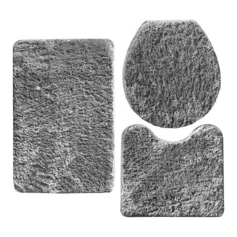 Jogo de Tapetes para Banheiro Classic 3 Peças Cinza Oasis