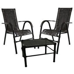 Kit com 2 Cadeiras e Mesa de Centro Bela Fibra Sintética - 1