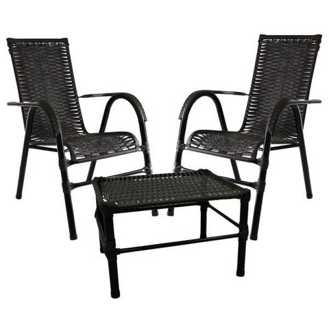 Kit com 2 Cadeiras e Mesa de Centro Bela Fibra Sintética