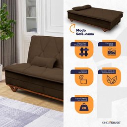 Sofá Cama Estoril 1,90m Suede Velut - King House - 2