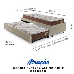 Bicama Box Viúva 126x208 Courino Linho com 2 Colchões Relax Adorabile Molas Ensacadas - 2