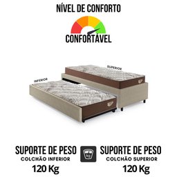 Bicama Box Viúva 126x208 Courino Linho com 2 Colchões Relax Adorabile Molas Ensacadas - 6