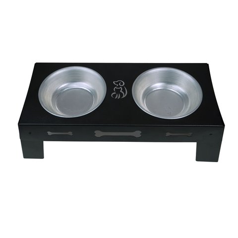 Comedouro Pet Aço Elevado Duplo Suporte Cão Gato Cachorro