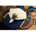 Ver imagem 3 de Jogo Lugar Americano Redondo Azul 38 cm Decoração Mesa Posta Descanso Prato Feito à Mão