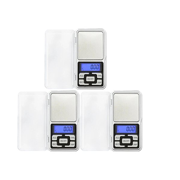 KIT 3 Mini Balanças Digitais Pocket Scale de Alta Precisão Eletrônicas Portáteis de Bolso 500g:Prata - 1