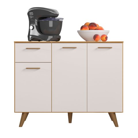 Balcão Cozinha com Tampo 1,05cm 3 Portas e 1 Gaveta Freijó Uv/off Acetinado Olinda - Poliman