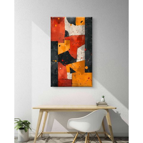 Canvas para Quadro Decorativo Abstrato Moderno Vermelho e Laranja 0,60 X 1,00