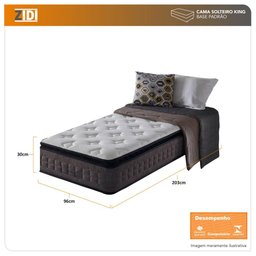 Colchão Solteirão Benter Solteiro King Molas Ensacadas Visco Gel Nashville Pillow Top 96x203x30cm - 2