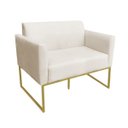 Ver imagem 1 de Namoradeira Marisa Suede Bege Base Dourado D'Rossi