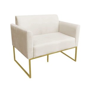 Namoradeira Marisa Suede Bege Base Dourado D'Rossi