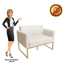 Ver imagem 4 de Namoradeira Marisa Suede Bege Base Dourado D'Rossi