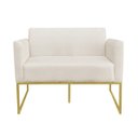 Ver imagem 2 de Namoradeira Marisa Suede Bege Base Dourado D'Rossi