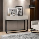 Ver imagem 1 de Buffet Bancada Aparador Off White de 90cm com 2 Gavetas Pes de Ferro Preto Eros Industrial