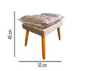 Ver imagem 3 de Puff Retangular Bege Estofado Veludo Com Pés Retrô - Big Shop Móveis