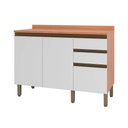 Ver imagem 1 de Gabinete de Cozinha Modulado Balcão Macadâmia 120cm 2 Portas 3 Gavetas Freijo/Branco - Telasul