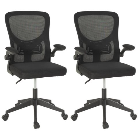 Kit 2 Cadeiras de Escritório Giratória Mônaco com Relax e Regulagem de Altura - All Black
