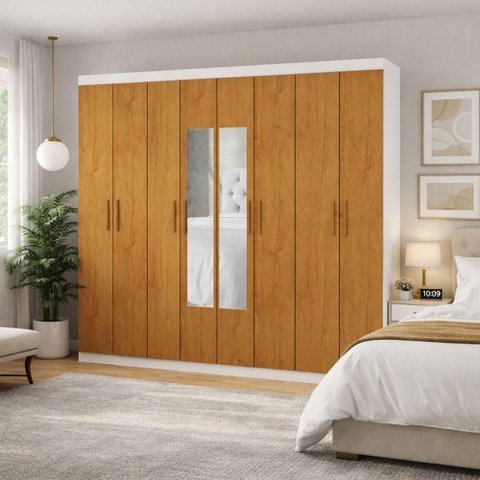 Guarda Roupa 8 Portas Espelho Central Gran Prime-grand Line