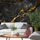 Ver imagem 2 de Papel de Parede Mural Mármore Escuro com Ouro Gh Papel de Parede 3,5m