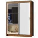 Ver imagem 2 de Guarda-Roupa Solteiro Madesa Denver 2 Portas de Correr com Espelho Rustic/Branco Cor:Rustic/Branco