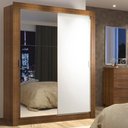 Ver imagem 1 de Guarda-Roupa Solteiro Madesa Denver 2 Portas de Correr com Espelho Rustic/Branco Cor:Rustic/Branco