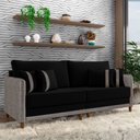 Ver imagem 1 de Sofá Montecarlo 2 Lugares 172cm Veludo/pu Preto/cinza