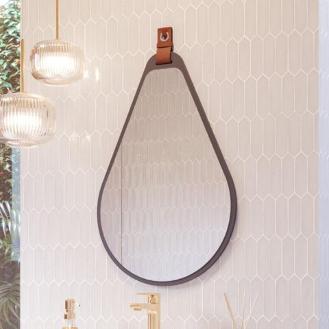Espelheira Para Banheiro Gota MGM 76cm MDF Cinza Titanium