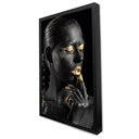 Ver imagem 1 de Quadro Decorativo Caixa Mulher Artística Tacolado Moldura Caixa Alta 4,5cm Preta com Vidro 80 X 120c